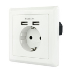 Nanocable Base de enchufe pared schuko+2USB 2.4A