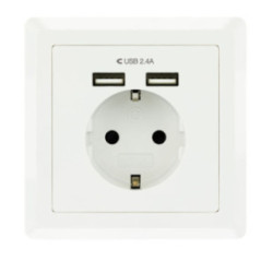 Nanocable Base de enchufe pared schuko+2USB 2.4A