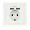 Nanocable Base de enchufe pared schuko+2USB 2.4A