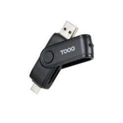 Tooq TQR-3003B Lector USB-C 2.0+USB-A 3.0 SD/TF