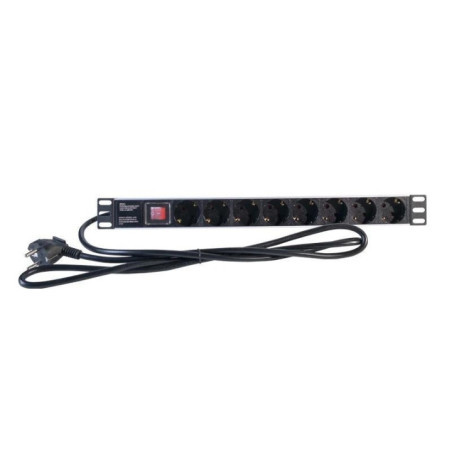 2LAN Regleta 19" 8 Schuko Negro