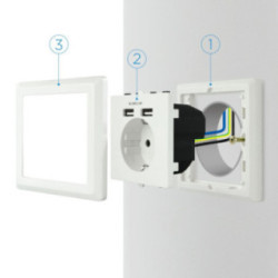Nanocable Base de enchufe pared schuko+2USB 2.4A