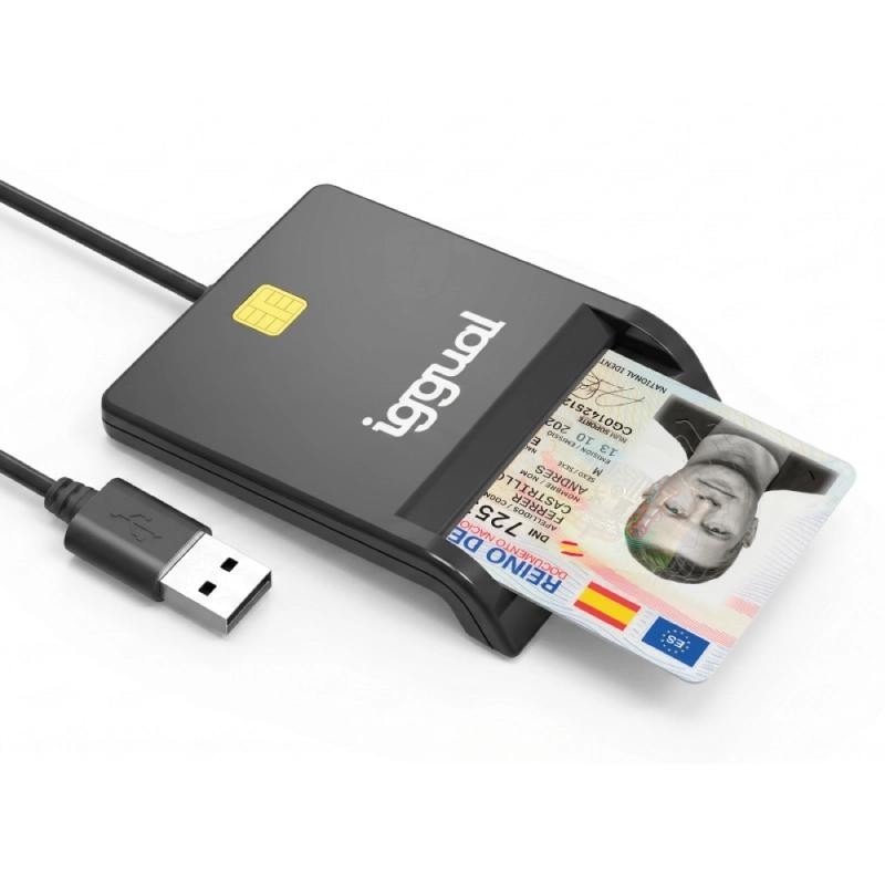 iggual Lector DNI SIP tarjetas ID USB 2.0 negro