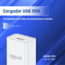 iggual Cargador de pared 1xUSB-A 5V/2A (10W)