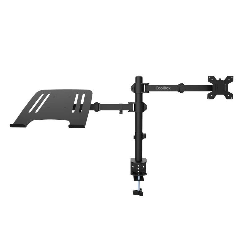 COOLBOX Soporte Monitor+Portátil Monobrazo Acero