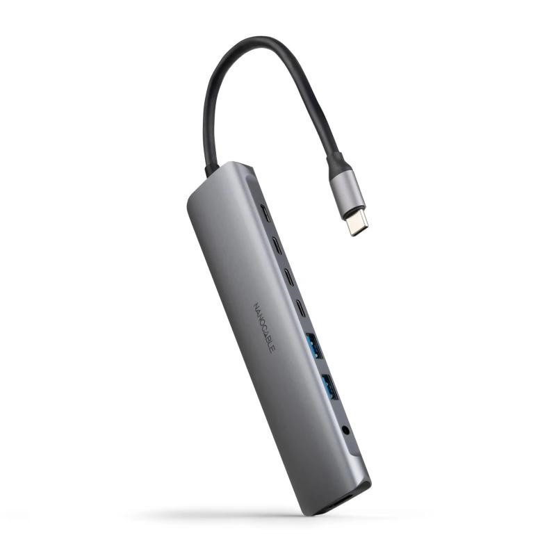 Nanocable Hub 8en1 USB-A+USB-C+HDMI+USB-C PD+Jack