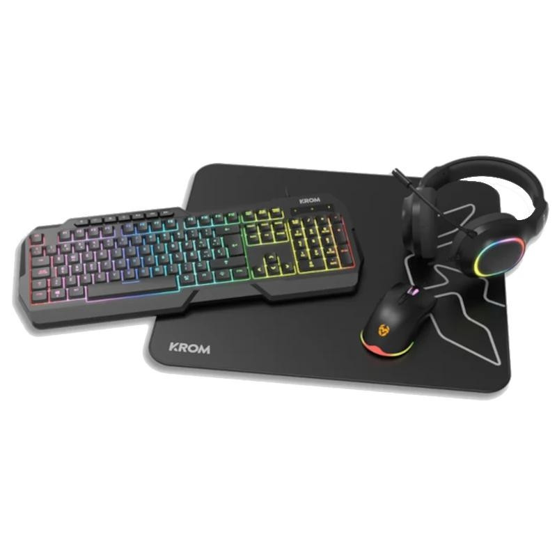 KROM KENTA PC Combo Gaming 4 en 1 RGB Negro