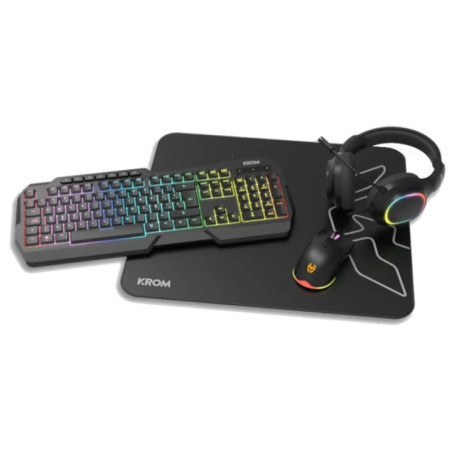 KROM KENTA PC Combo Gaming 4 en 1 RGB Negro