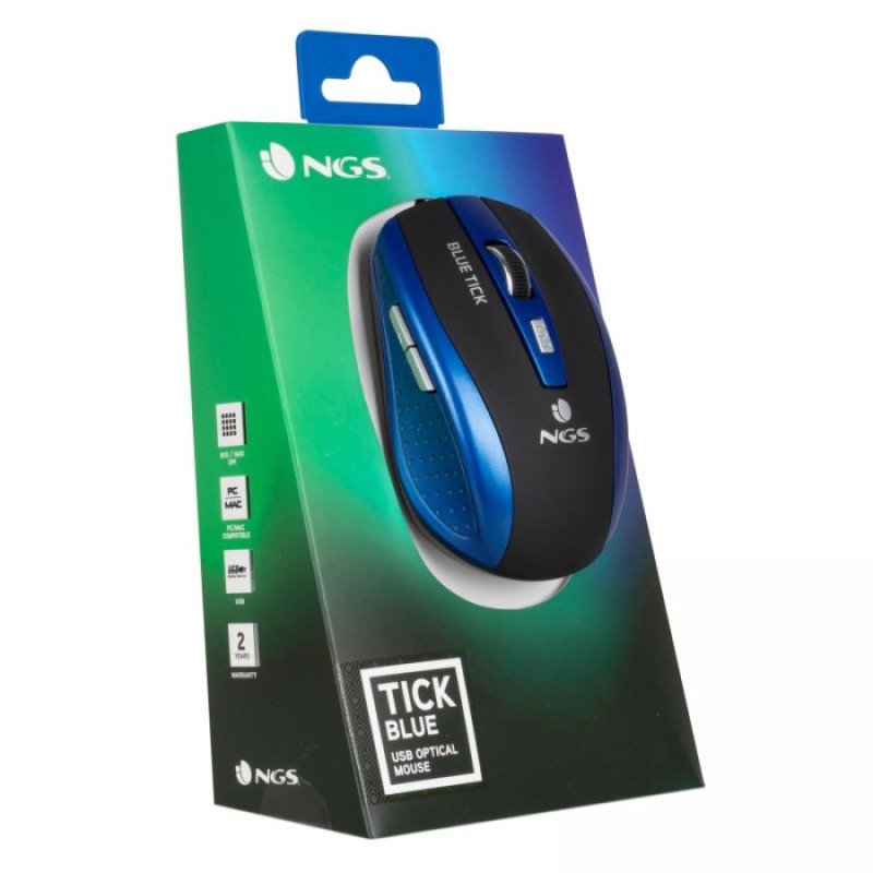 NGS Blue Tick ratón óptico 1600dpi USB A